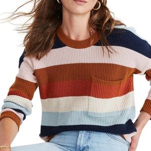 Madewell Thompson Rainbow Stripe cotton sweater XS